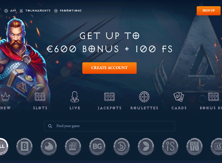 Axe Casino Main Screen