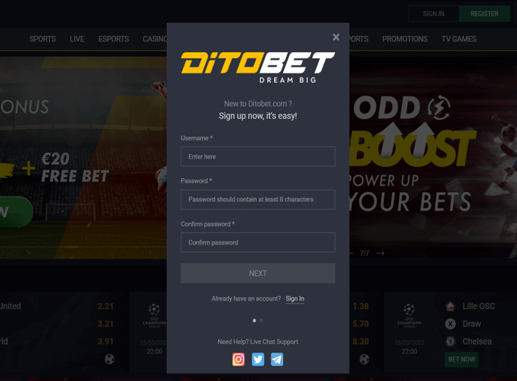 Ditobet Casino Registration