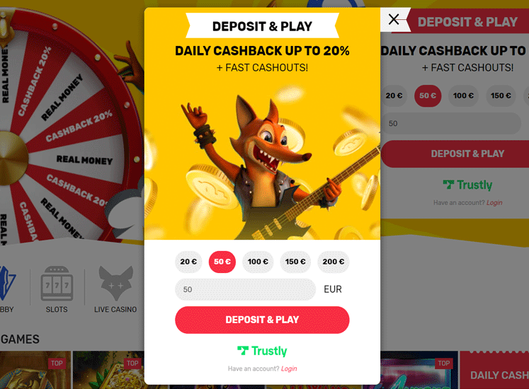 Crazy Fox Casino Depositing