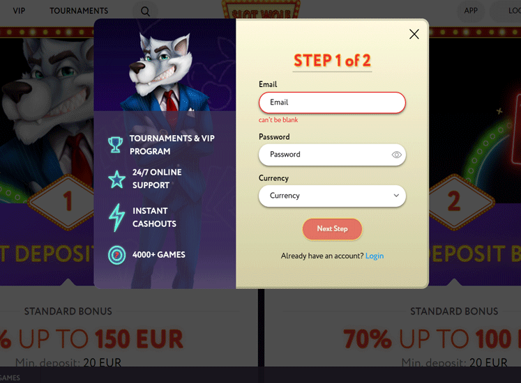 Slot Wolf Casino Registration