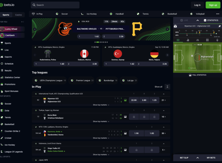 Bets.io Casino Sports Page