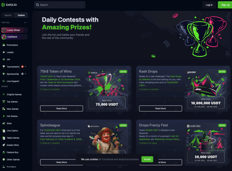 Bets.io Casino Tournaments Page