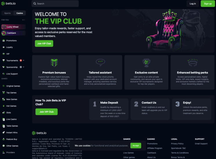 Bets.io Casino VIP Page