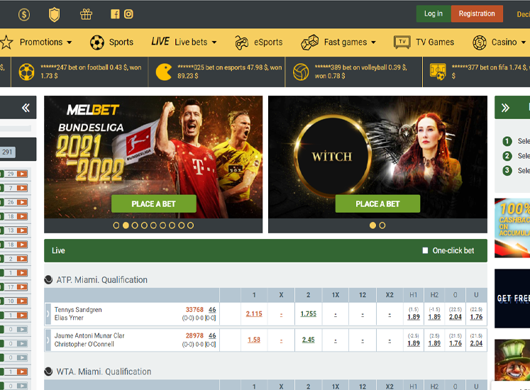 Melbet Casino Home Screen