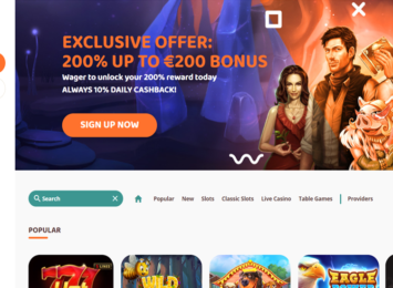MoiCasino Home Screen