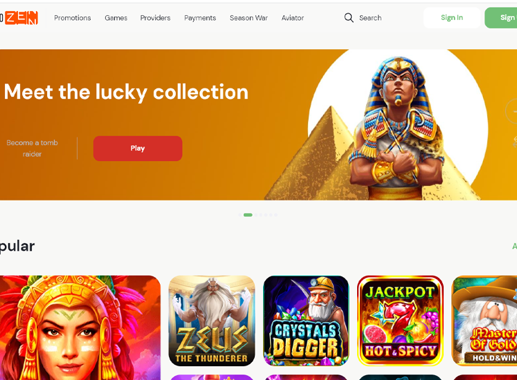 Slotozen Casino Home Screen