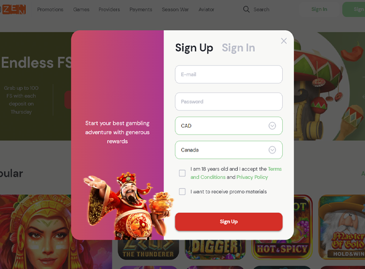 Slotozen Casino Registration