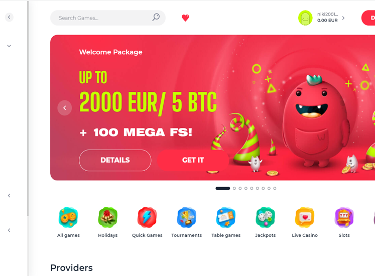 Yoju Casino Home Screen