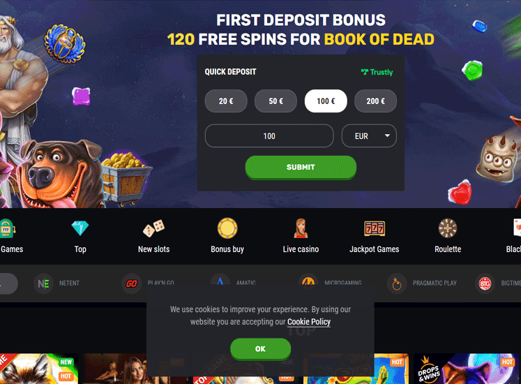 Betamo Casino Home Screen