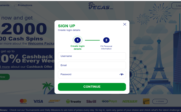 BluVegas Casino Registration