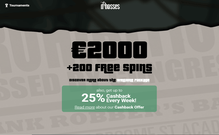 Dbosses Casino Home Screen