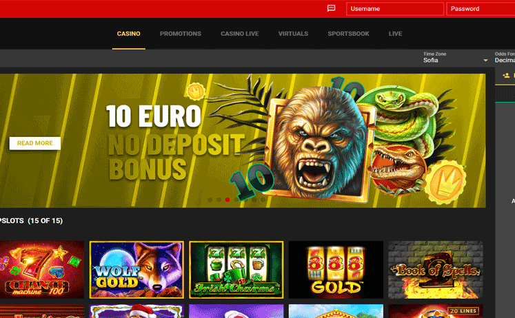 Nordis Casino Home Screen