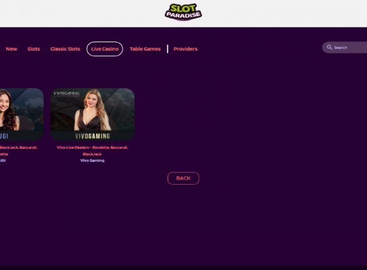 SlotParadise Casino Live Games Secion