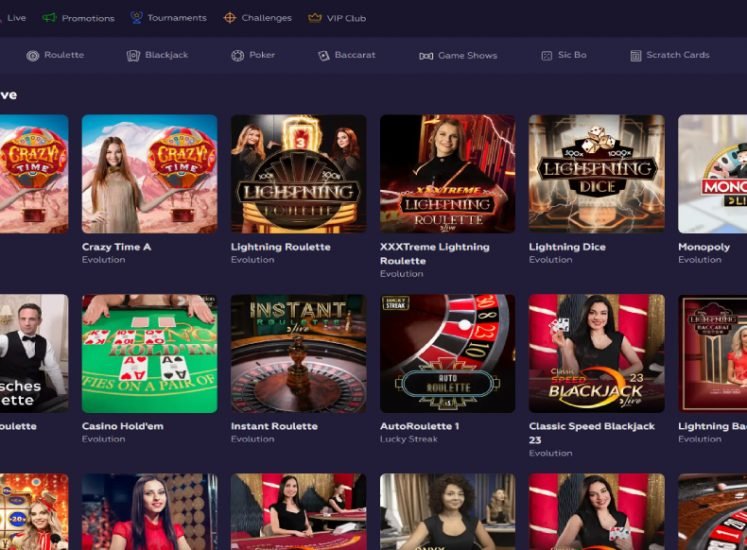 Playfina Casino Live Games Section