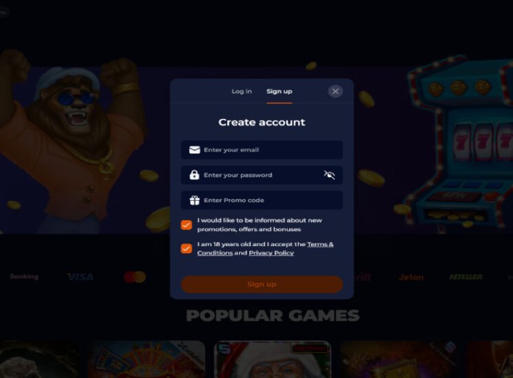 Nine Casino Registration Screen