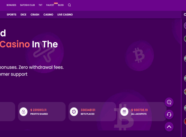 TrustDice Casino Home Page Screen