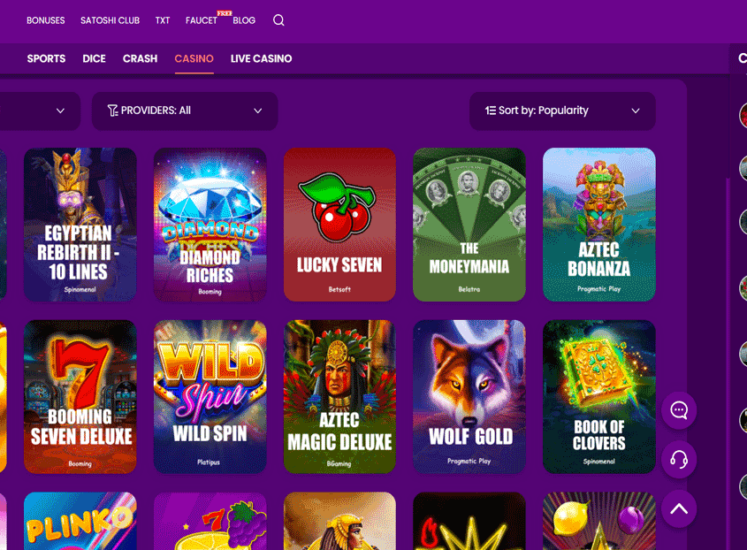 TrustDice Casino Slots Section