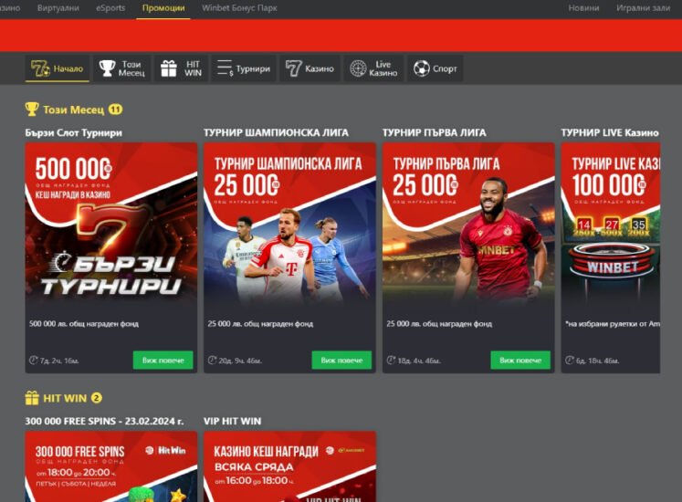 Winbet Casino Bonuses Section