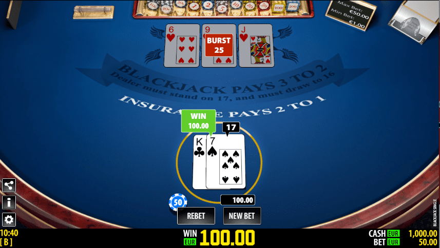 Blackjack single worldmatch