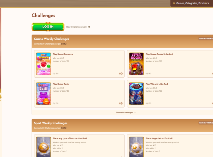 BetHall Casino Challanges