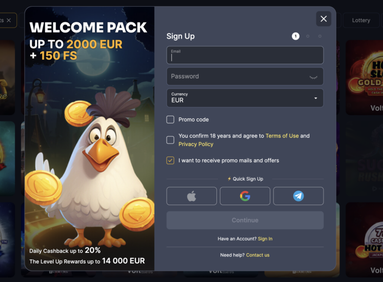 KokoBet Casino Signup Page