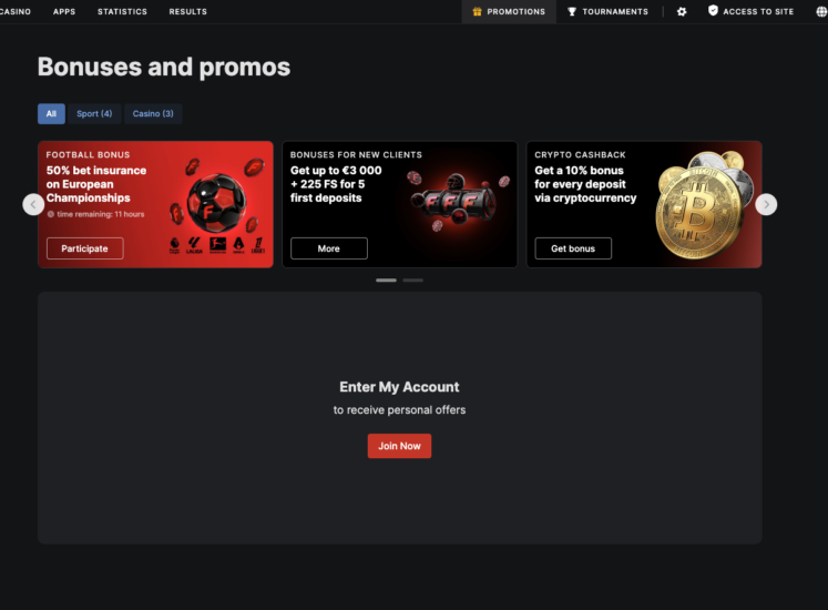 Fonbet Casino Promotions Page