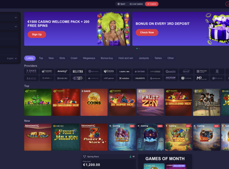 Opabet Casino Page