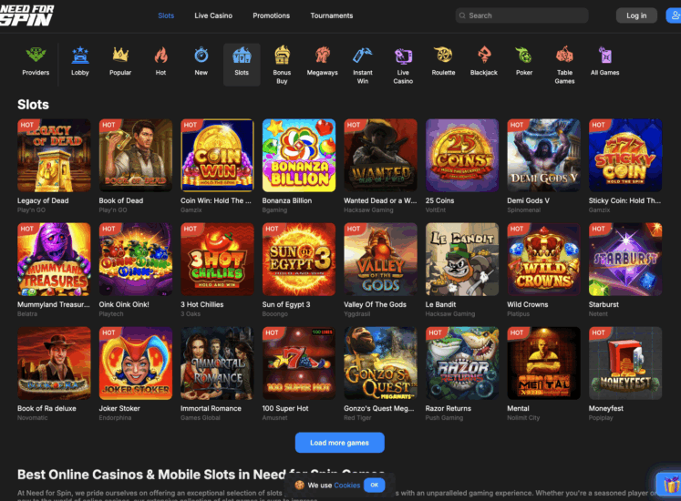 Need For Spin Slots Page