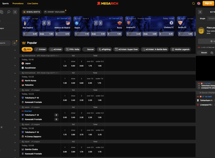 MegaRich Sports Page