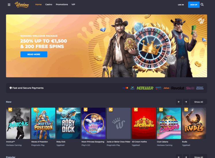 Winning.io Home Page