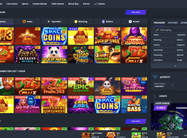 Jet Casino Slots Page