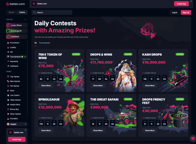 Betsio Casino Tournaments Page