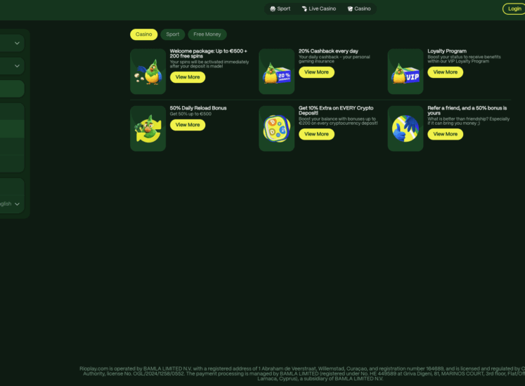 RioPlays Casino Promotions Page