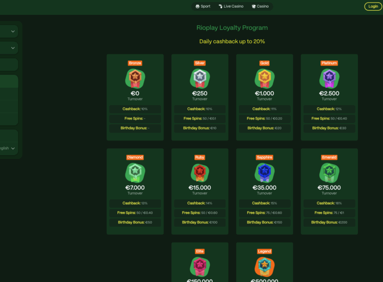RioPlay Casino VIP Page
